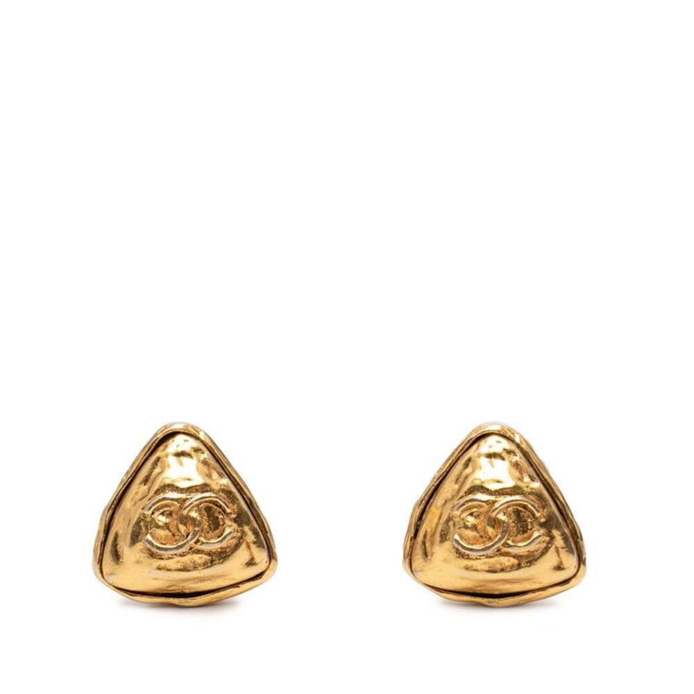 CHANEL Authentic Gold Logo Earrings - Picture 1 of 3
